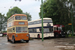 Sunbeam W4 NBC n°72 (HKR 11), Leyland Atlantean PDR1/1 Park Royal n°1357 (657 BWB) et AEC Regal III Roe n°22 (MDT 222) au Trolleybus Museum à Sandtoft