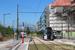 CAF Urbos 3 n°101 sur la ligne T1 (Tramway de Luxembourg) à Luxembourg (Lëtzebuerg)