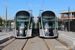 CAF Urbos 3 n°104 et n°106 sur la ligne T1 (Tramway de Luxembourg) à Luxembourg (Lëtzebuerg)