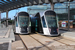 CAF Urbos 3 n°107 et n°102  sur la ligne T1 (Tramway de Luxembourg) à Luxembourg (Lëtzebuerg)