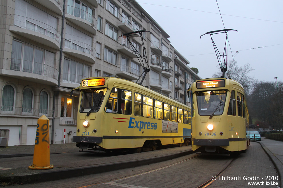 Motrices 7036 et 7161 du Musée du Transport Urbain Bruxellois - Trammuseumbrussels