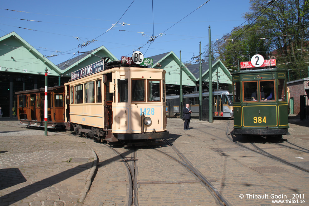 Motrices 984 et 1428 du Musée du Transport Urbain Bruxellois - Trammuseumbrussels