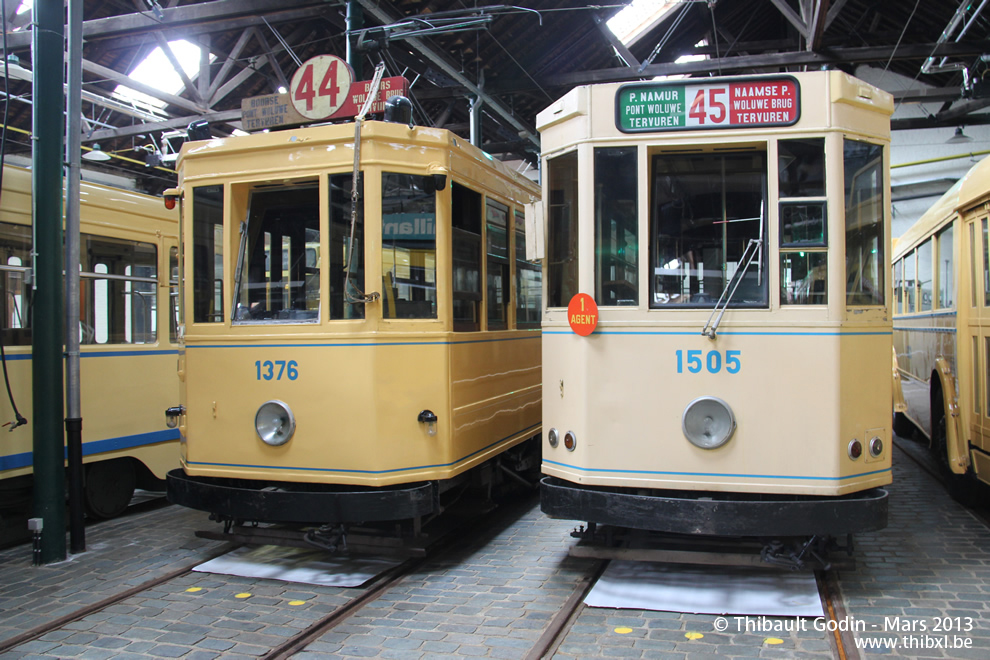 Motrices 1376 et 1505 du Musée du Transport Urbain Bruxellois - Trammuseumbrussels