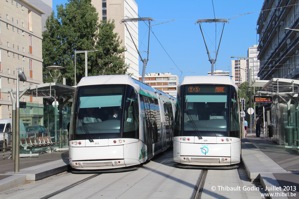 Rames Translohr STE3 509 et 513 - T5 de Paris