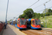 Siemens-Duewag Supertram n°121 et n°118 sur la Blue Line (Sheffield Supertram) à Sheffield