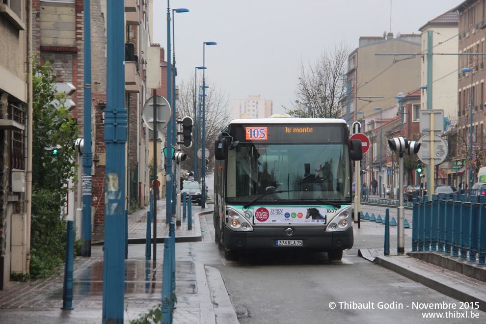 Bus 1837 (374 RLA 75) sur la ligne 105 (RATP) à Noisy-le-Sec