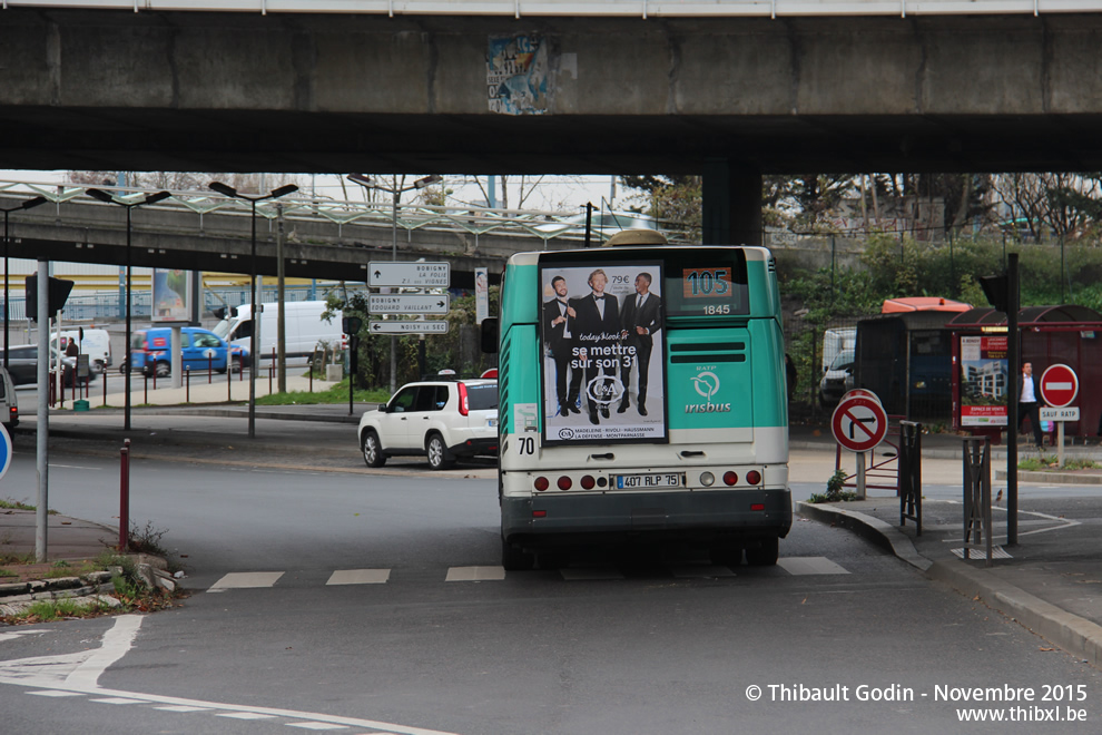 Bus 1845 (407 RLP 75) sur la ligne 105 (RATP) à Bondy