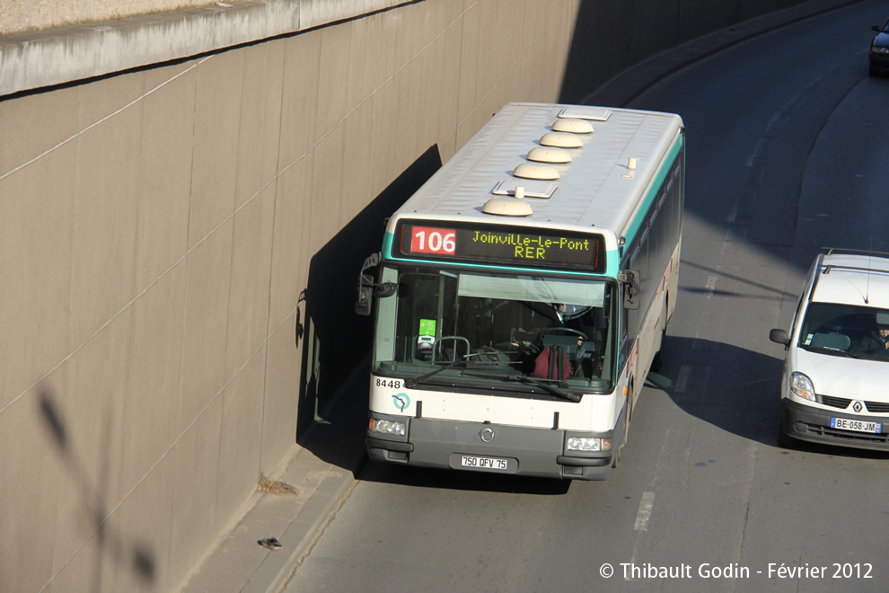 Bus 8448 (750 QFV 75) sur la ligne 106 (RATP) à Joinville-le-Pont