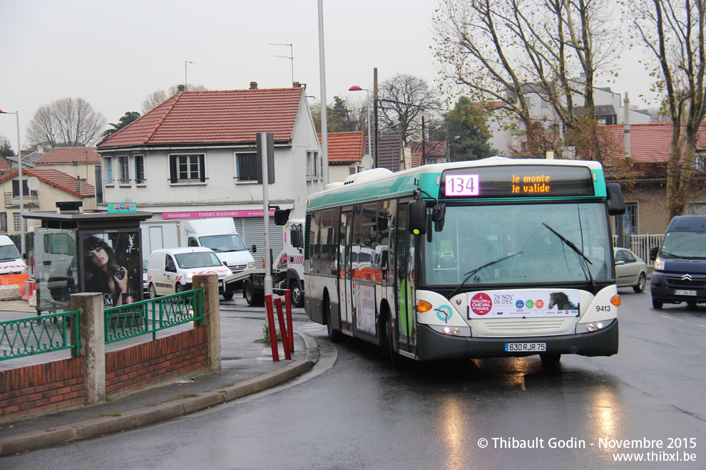 Bus 9413 (630 RJR 75) sur la ligne 134 (RATP) à Bobigny