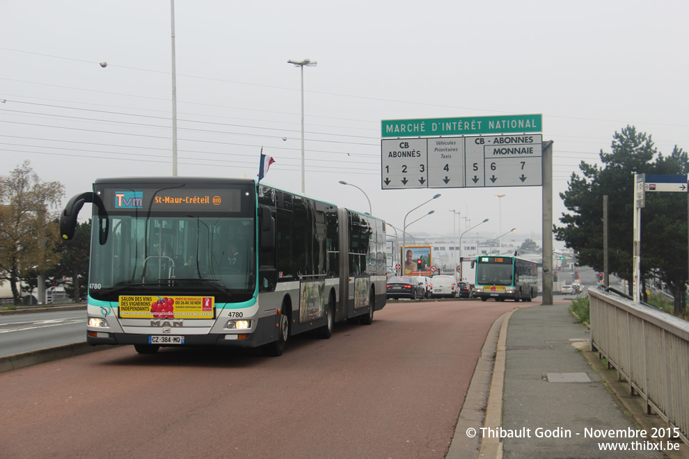 Bus 4780 (CZ-384-mQ) sur la ligne Tvm (Trans-Val-de-Marne - RATP) à Chevilly-Larue