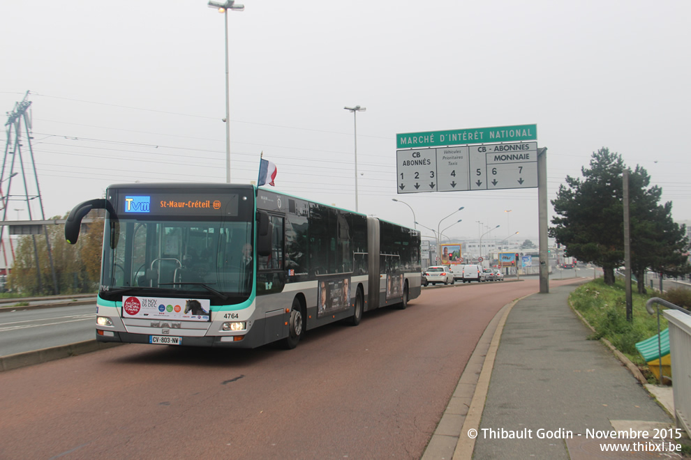 Bus 4764 (CV-803-NW) sur la ligne Tvm (Trans-Val-de-Marne - RATP) à Chevilly-Larue