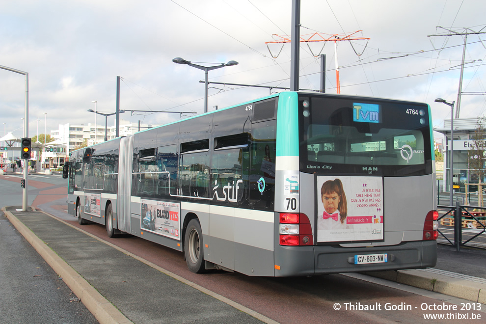 Bus 4764 (CV-803-NW) sur la ligne Tvm (Trans-Val-de-Marne - RATP) à Chevilly-Larue