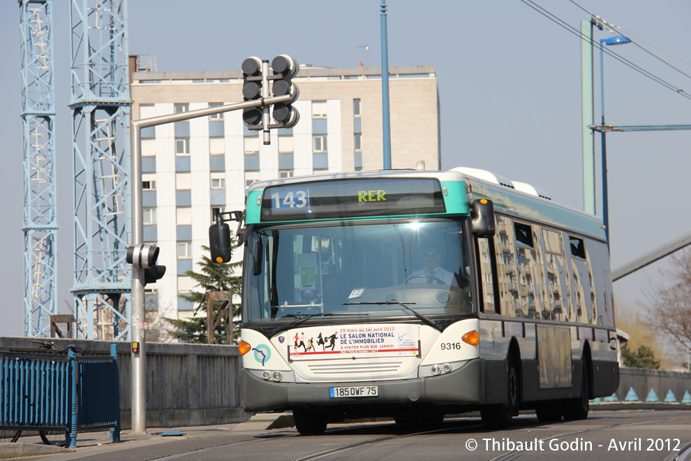 Bus 9316 (185 QWF 75) sur la ligne 143 (RATP) à Noisy-le-Sec