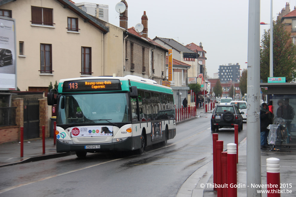 Bus 9351 (250 QYQ 75) sur la ligne 143 (RATP) à Bobigny