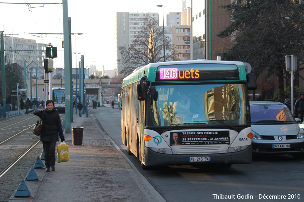 Bus 9505 (AV-245-SW) sur la ligne 145 (RATP) à Bobigny
