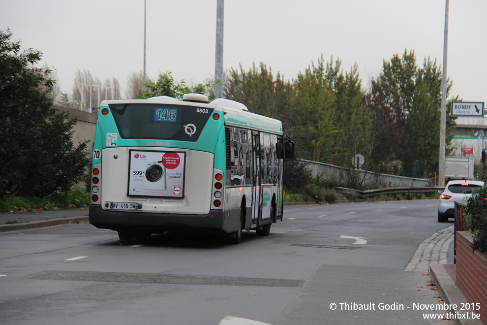 Bus 9503 (AV-415-SW) sur la ligne 145 (RATP) à Bondy