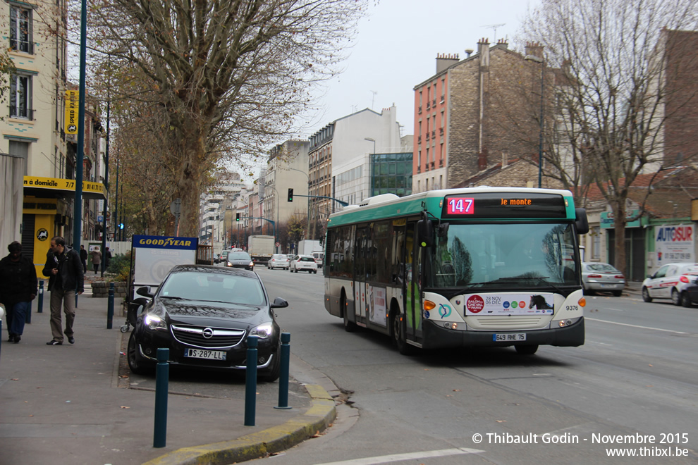Bus 9376 (649 RHE 75) sur la ligne 147 (RATP) à Pantin