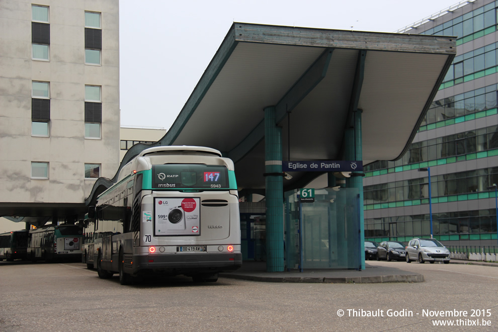 Bus 5943 (DD-419-AW) sur la ligne 147 (RATP) à Pantin