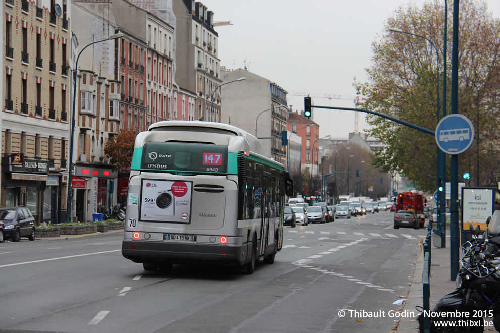 Bus 5943 (DD-419-AW) sur la ligne 147 (RATP) à Pantin