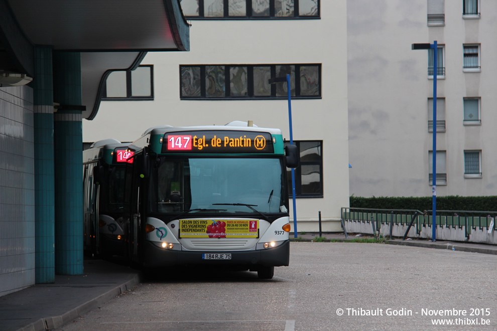 Bus 9377 (184 RJE 75) sur la ligne 147 (RATP) à Pantin