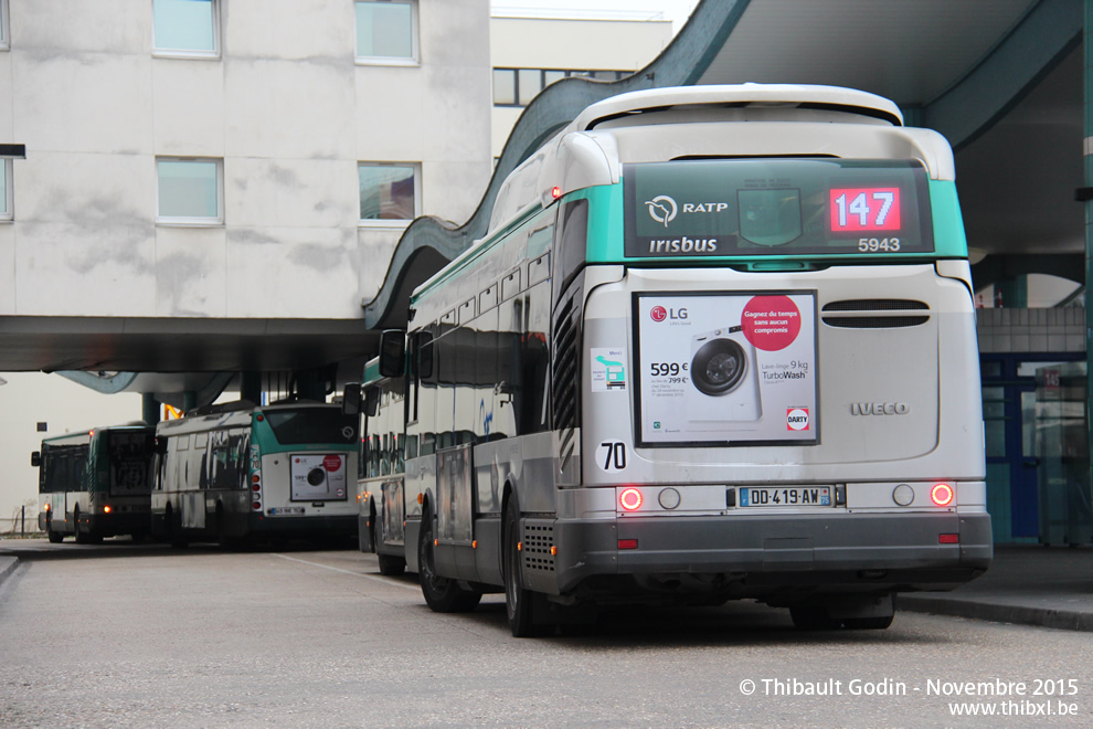 Bus 5943 (DD-419-AW) sur la ligne 147 (RATP) à Pantin