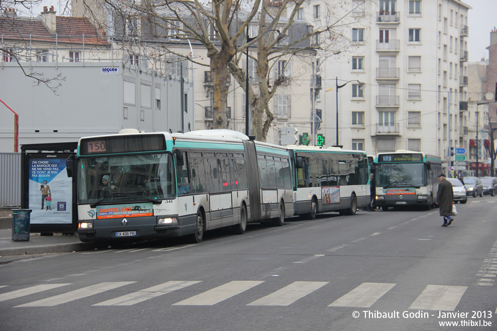 Bus 4549 (CA-406-PB) sur la ligne 150 (RATP) à Aubervilliers