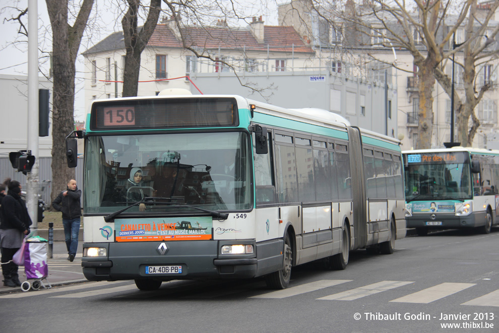 Bus 4549 (CA-406-PB) sur la ligne 150 (RATP) à Aubervilliers
