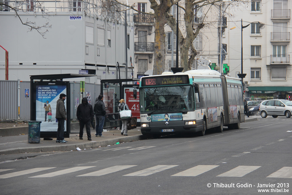 Bus 4483 (CA-507-PB) sur la ligne 150 (RATP) à Aubervilliers