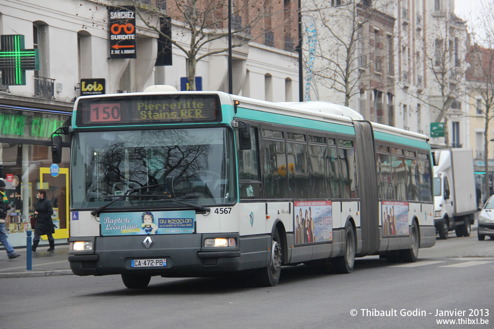 Bus 4567 (CA-472-PB) sur la ligne 150 (RATP) à Aubervilliers