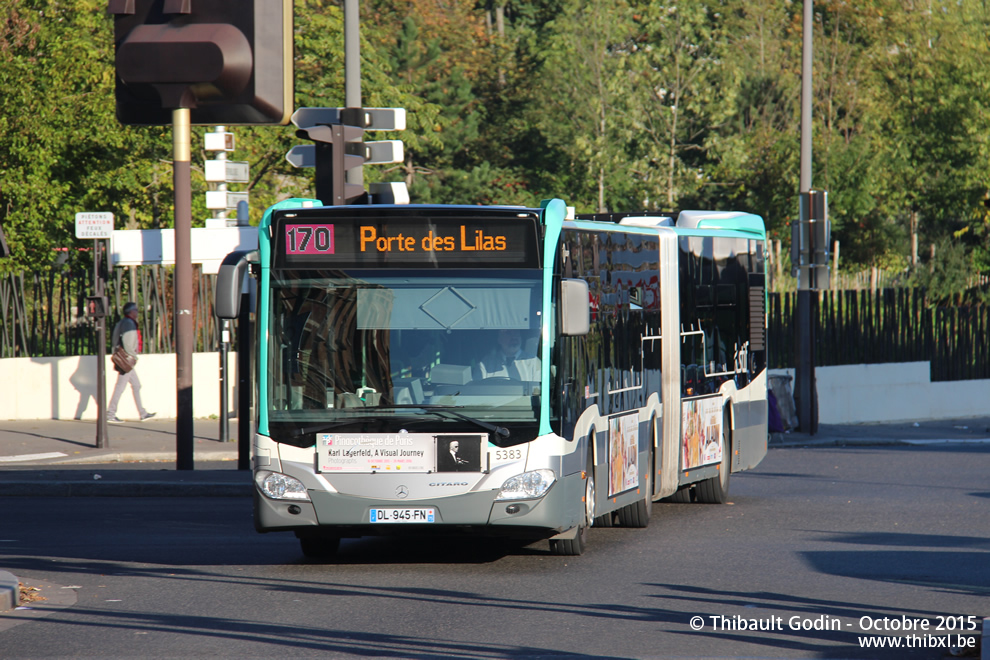 Bus 5383 (DL-945-FN) sur la ligne 170 (RATP) à Porte des Lilas (Paris)