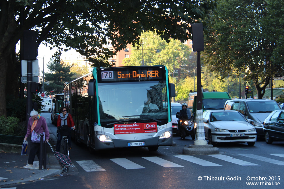 Bus 5414 (DL-091-PY) sur la ligne 170 (RATP) à Porte des Lilas (Paris)