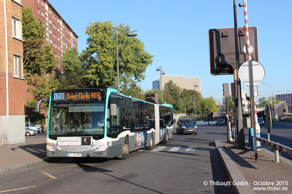 Bus 5400 (DL-456-MN) sur la ligne 170 (RATP) à Porte des Lilas (Paris)
