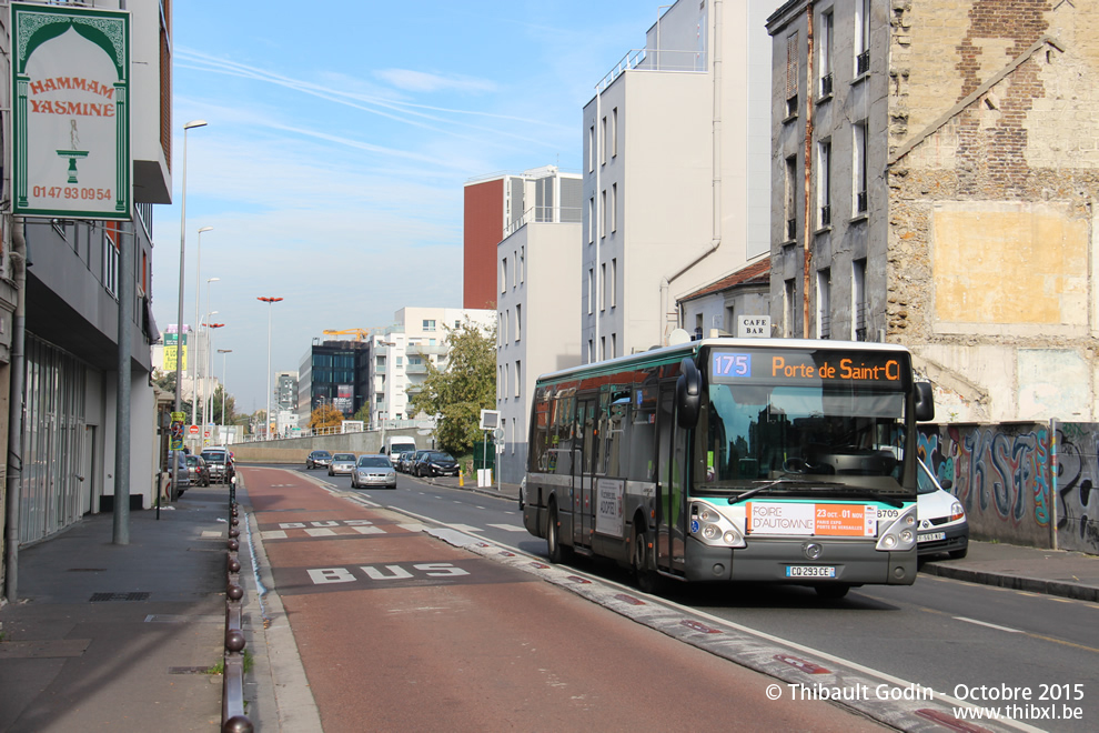 Bus 8709 (CQ-293-CE) sur la ligne 175 (RATP) à Gennevilliers