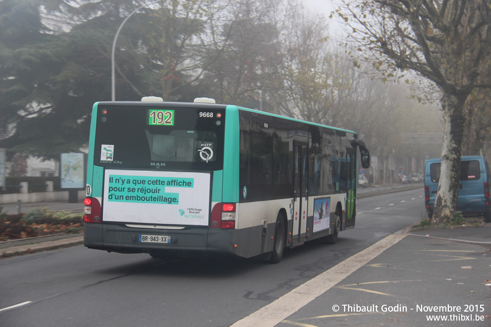 Bus 9668 (BR-943-XX) sur la ligne 192 (RATP) à Chevilly-Larue