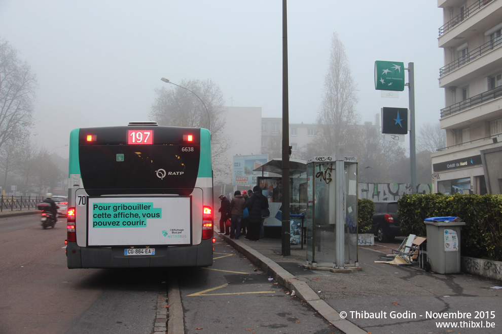Bus 6638 (CG-864-EA) sur la ligne 197 (RATP) à Cachan
