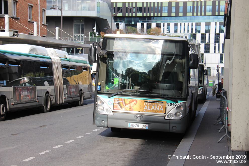 Bus 3640 (AE-791-BR) sur la ligne 20 (RATP) à Porte des Lilas (Paris)