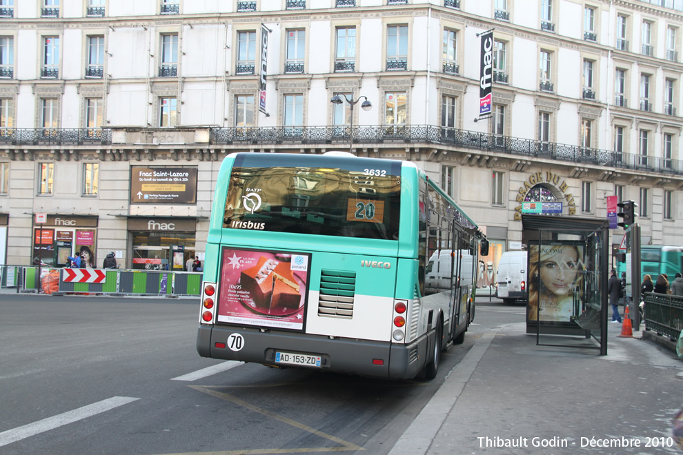 Bus 3632 (AD-153-ZD) sur la ligne 20 (RATP) à Gare Saint-Lazare (Paris)