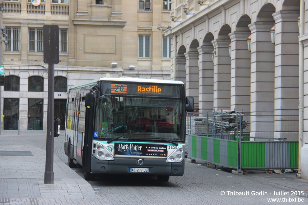 Bus 3639 (AE-277-QS) sur la ligne 20 (RATP) à Gare Saint-Lazare (Paris)