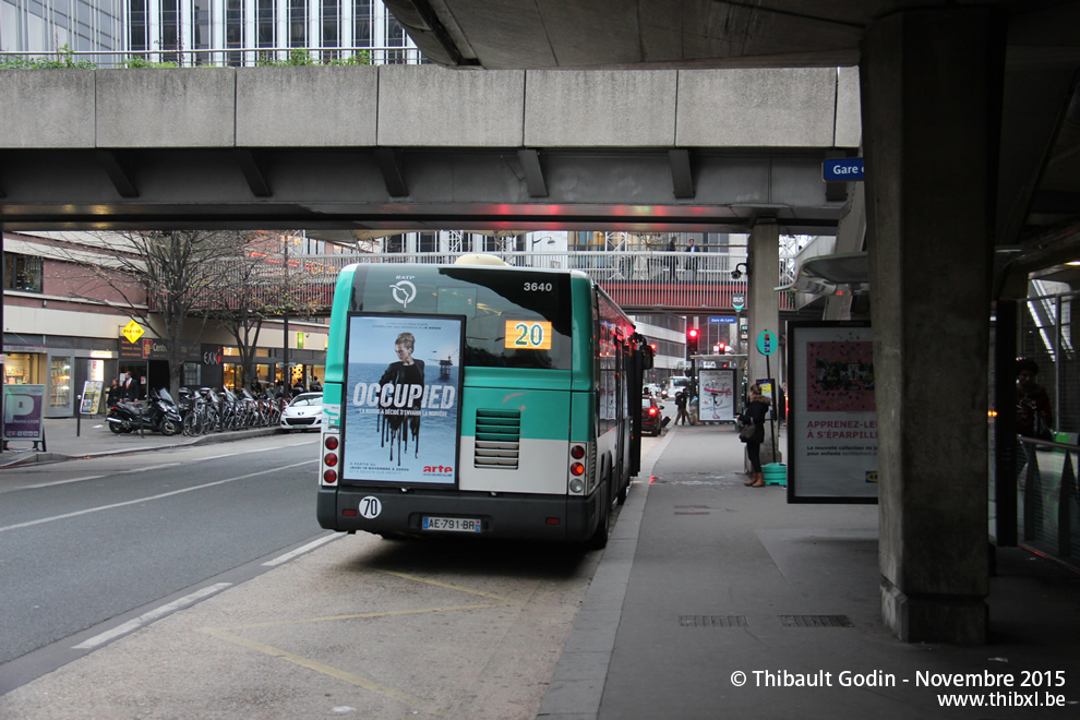 Bus 3640 (AE-791-BR) sur la ligne 20 (RATP) à Gare de Lyon (Paris)