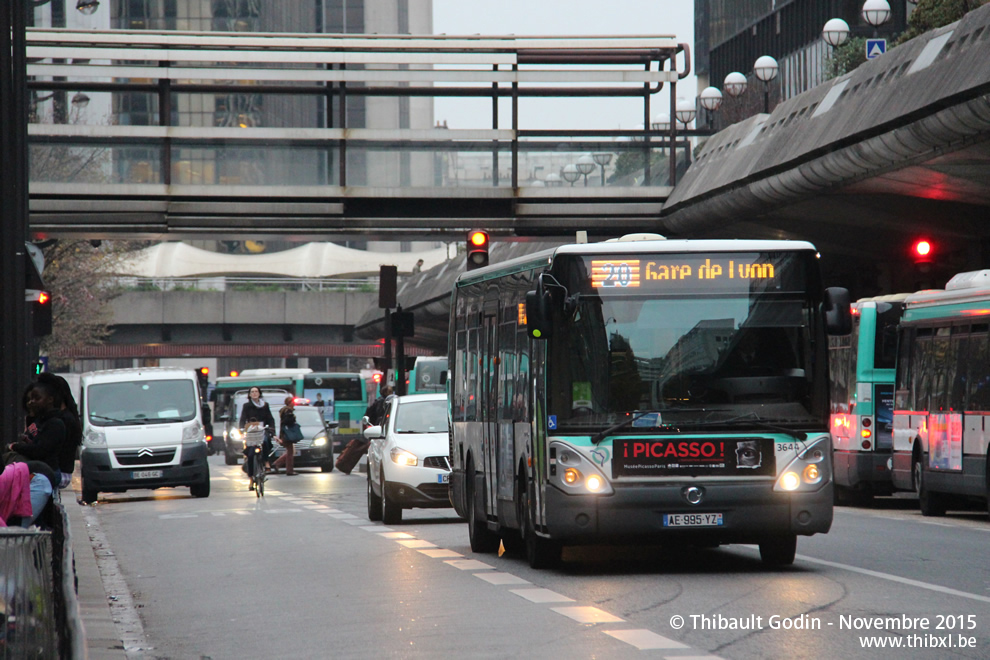 Bus 3644 (AE-995-YZ) sur la ligne 20 (RATP) à Gare de Lyon (Paris)