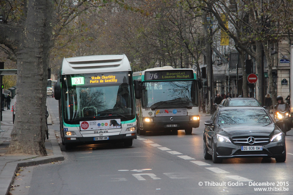 Bus 9982 (DA-787-HM) sur la ligne 21 (RATP) à Cité (Paris)