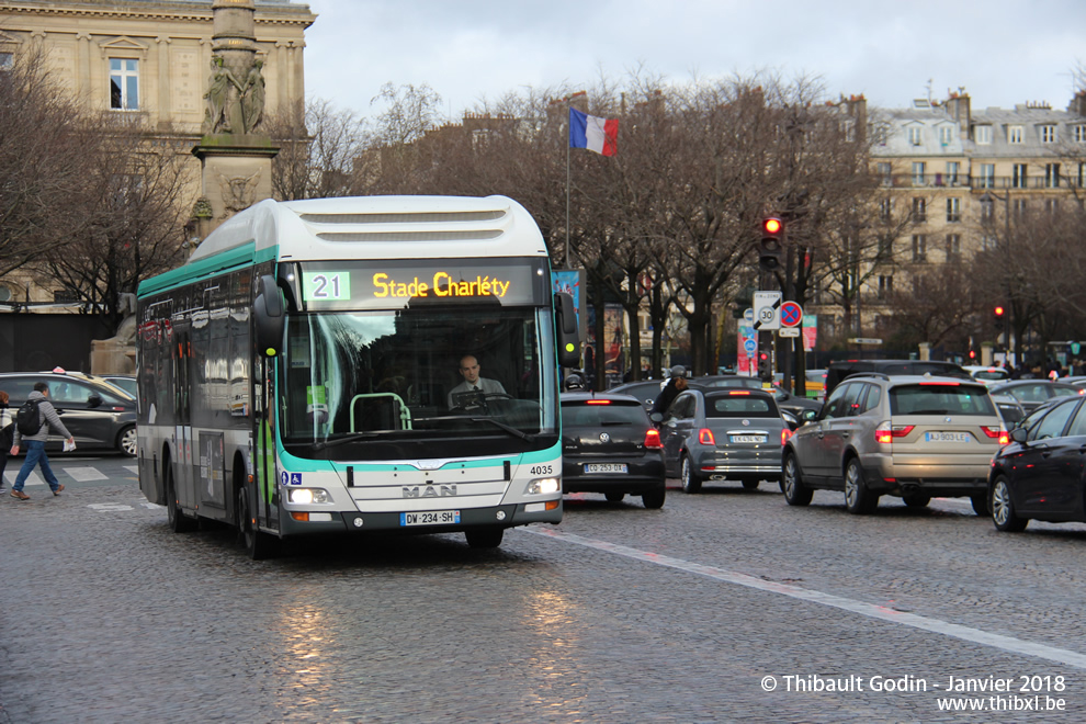 Bus 4035 (DW-234-SH) sur la ligne 21 (RATP) à Châtelet (Paris)
