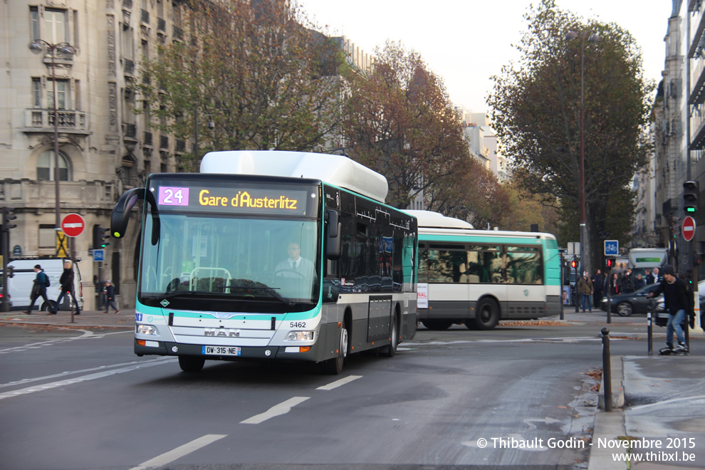 Bus 5462 (DW-315-NE) sur la ligne 24 (RATP) à Quai de la Rapée (Paris)