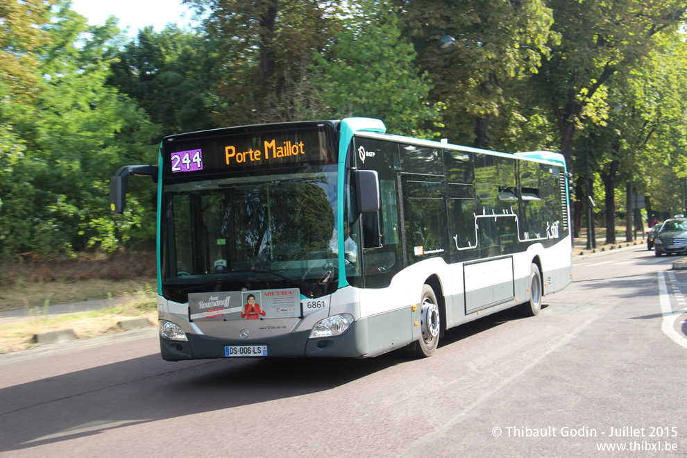 Bus 6861 (DS-006-LS) sur la ligne 244 (RATP) au Bois de Boulogne (Paris)