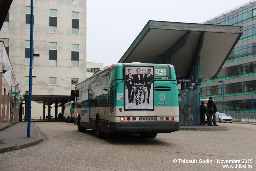 Bus 5214 (BQ-443-ED) sur la ligne 249 (RATP) à Pantin