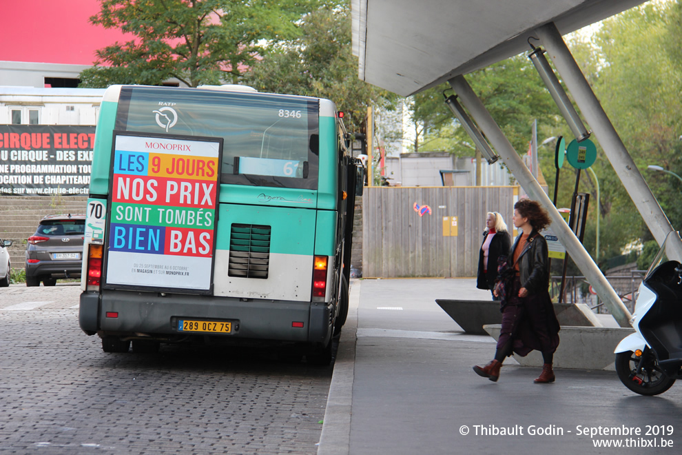 Bus 8346 (289 QCZ 75) sur la ligne 249 (RATP) à Porte des Lilas (Paris)