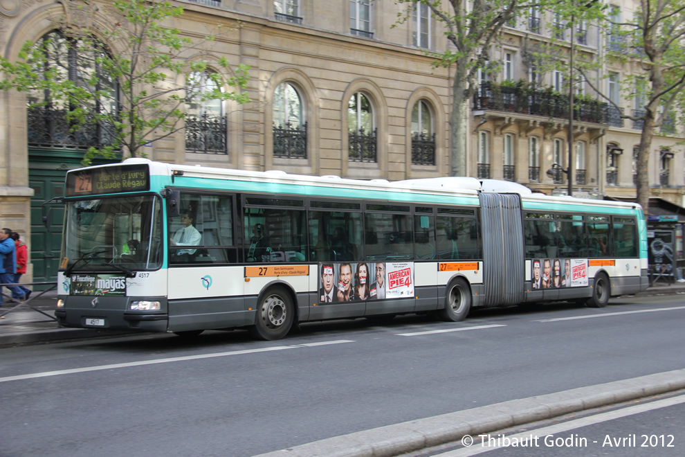 Bus 4517 sur la ligne 27 (RATP) à Cluny - La Sorbonne (Paris)