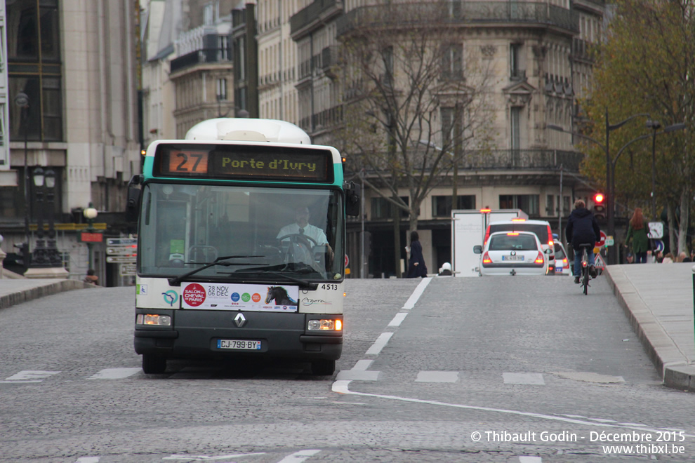 Bus 4513 (CJ-799-BY) sur la ligne 27 (RATP) à Pont Neuf (Paris)