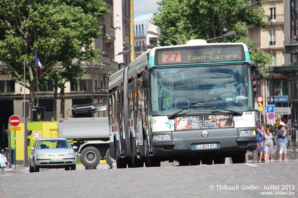Bus 4514 (CJ-823-BY) sur la ligne 27 (RATP) à Pont Neuf (Paris)