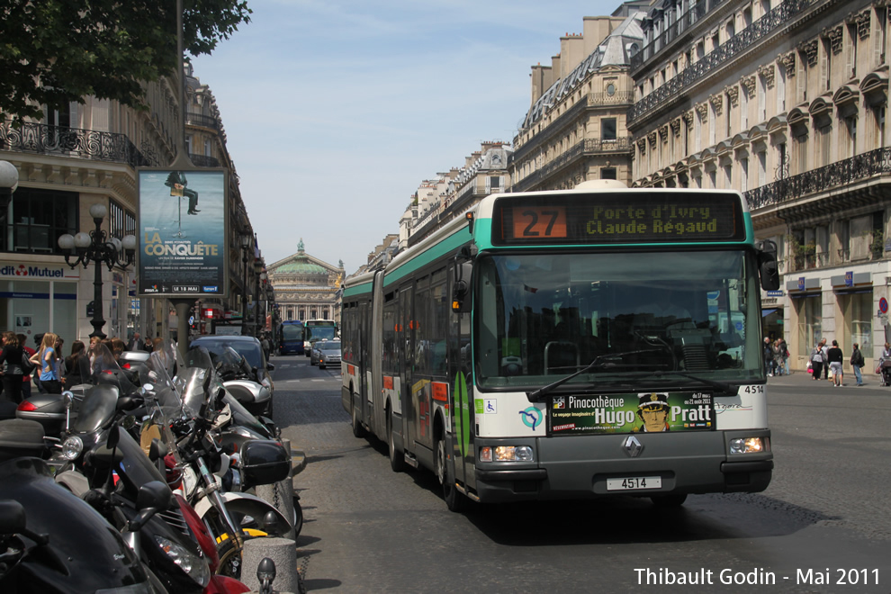 Bus 4514 sur la ligne 27 (RATP) à Pyramides (Paris)